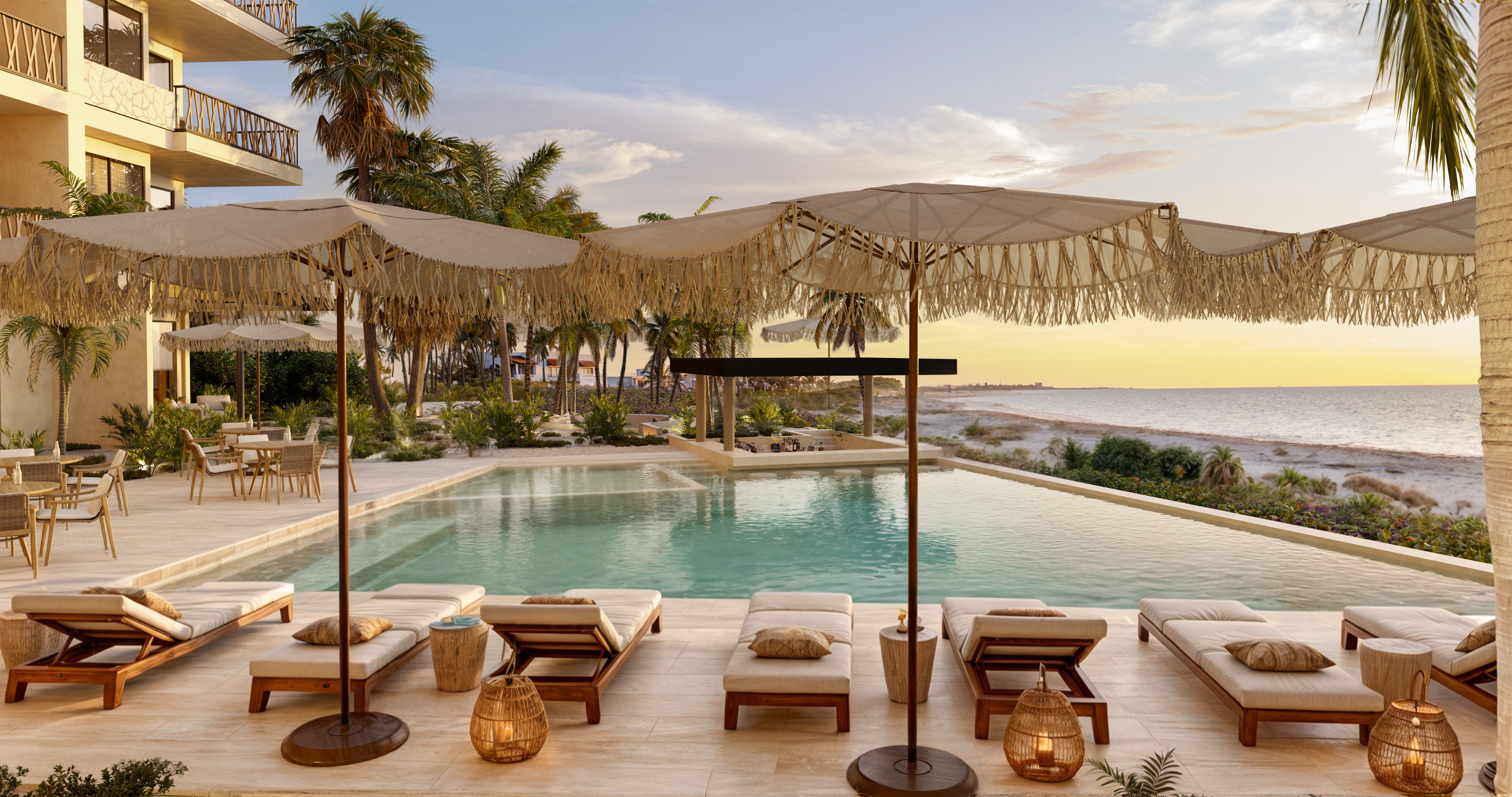 Edificio beachfront con piscina